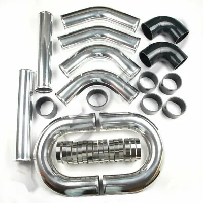 4  Inch Universal Aluminum Turbo Intercooler Pipe Piping Kit + Hose + Clamp US • $320