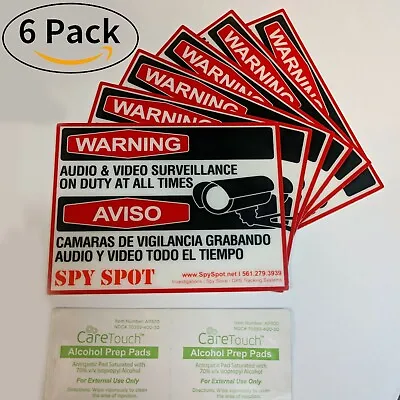 6 Pack CCTV Warning Stickers Audio & Video Surveillance Sign Vinyl Weatherproof • $7.95