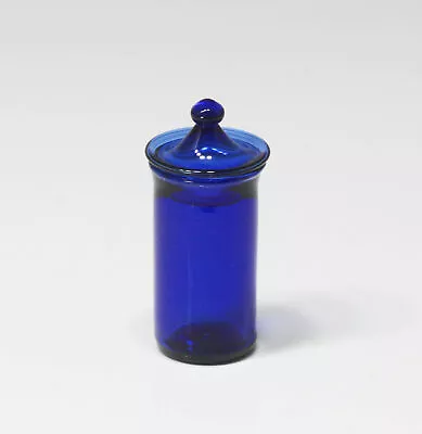 Dollhouse Miniature Tall Blue Glass Jar With Lid By Philip Grenyer - New • $14.99