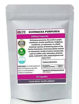 Echinacea Extract Capsules 3500mg (High Strength) Echinacea Purpurea • £7.50