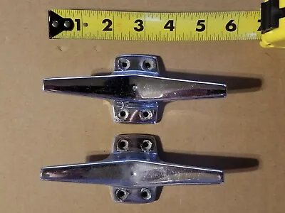 Vintage USED Lot Of TWO Attwood 6204 Hollow Base 5.5  Chrome-Plated Boat Cleats • $38.99