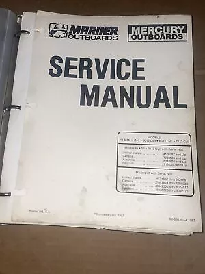 Mercury Mariner Service Manual 45/50/60/70 90-86135-4 • $22