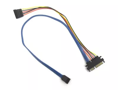 SATA 22 Pin Male To SATA 7 Pin And 15 Pin Female - 18 And 8 Inches • $2.75