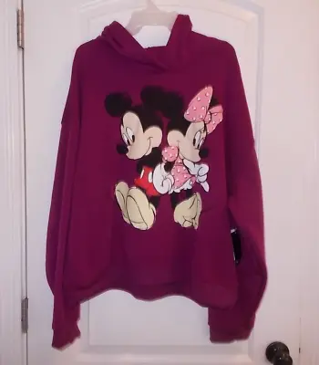 Disney Mickey And Minnie Mouse Size 1X Hoodie Sweatshirt Faded Cuff • $18.74