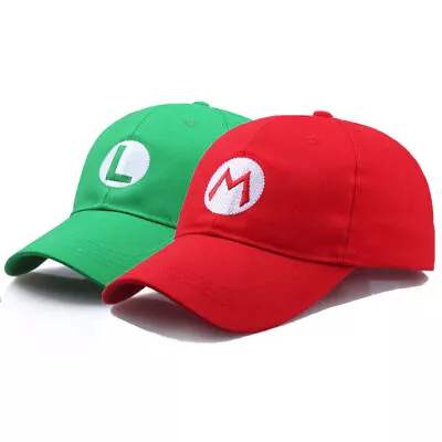 Super Mario Bros Cap Luigi Anime Cosplay Costume Baseball Hat Kids Adults Gifts • £7.98