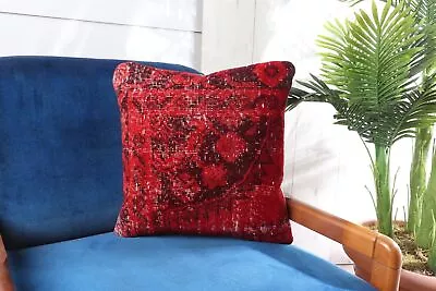 18 X18  Red Cushion Vintage Pillow Kilim Pillow Cover Kilim Pillow • $37.05