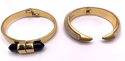 2 VINCE CAMUTO Bracelets Matte Gold Tone Cream & Black Gold Hinged Cuff • $14.50