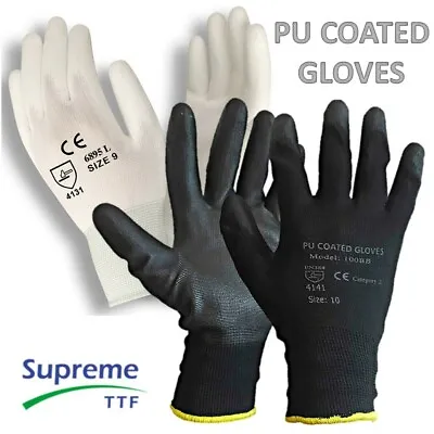 1 - 240 Pairs Nylon Pu Coated Safety Work Gloves Gardening Builders Mechanic Gri • £14.99