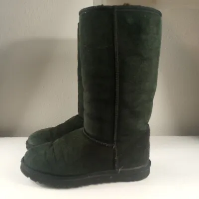 Ugg Classic Tall II Shearling Style Boots Women's Size 7 Black Suede/Wool Lining • $15