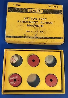 Vintage General Button-type Permanent Alnico Magnets 5/8 X 1” Dia. No. 372-C • $24.30