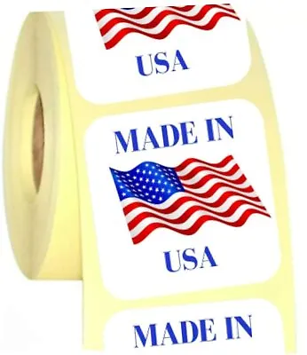  Made In USA  Labels 1 X 1 Inches American Flag Stickers1000 PCS/roll. (1 Roll) • $22.99