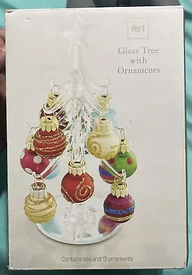 Vtg Pier 1 Mini Clear Glass Christmas Tree W/12 Ornaments New In The Box Htf • $39.99