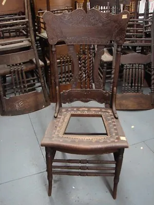 #60 - 1 Antique Pressed Back Chairs W/Rope Twist Spindles - For Restoration • $99.99