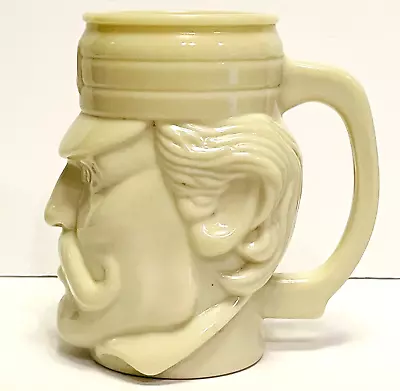 Avon Mustache Man 3 D Face Mug Cup Glass Off White Vintage • $13.95
