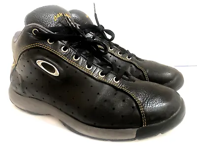 RARE MEN'S OAKLEY FACTORY PILOT SHOES Size 10.5 Black Leather Mid Top Sneakers • $199.99