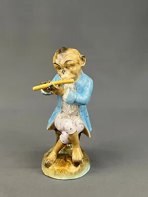 Antique Dresden Meissen Style 5 3/4  MONKEY PLAYING FLUTE Porcelain Figurine • $289.99