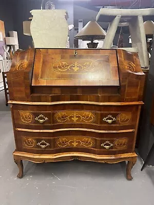 Outstanding Vintage Italian Inlaid Marquetry Drop Front Desk • $1485