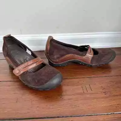 Merrell Plaza Bandeau Espresso Mary Jane Brown Suede Leather Women Size 8.5 • $31.95