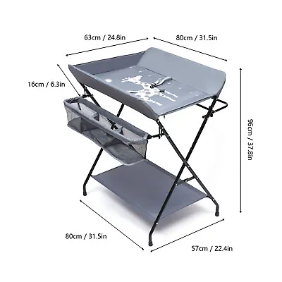 Foldable Baby Changer Unit Infant Changing Table Nappy Diaper Towels Storage • £47