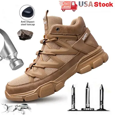 Mens Work Boots Steel Toe Cap Safety Shoes Indestructible Sneakers Bulletproof • $45.07