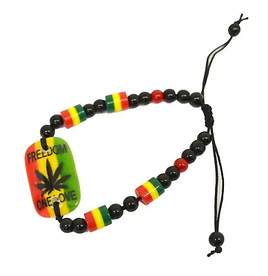 🥇Rasta 🟩🟨🟥⬛Braided Bead Handmade Bracelet Marijuana Weed Cannabis Adjustable • $7