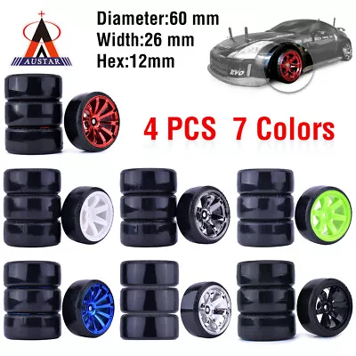 4PCS RC Drift Hard Pattern Tires Wheels For 1:10 Traxxas HSP HPI  Tamiya RC Car • $24.07