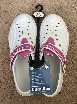 $9.99 • Buy Nwt Hounds By Dawgs “women's Ultralites” Clogs Sandals, White/hot Pink, Size 5/6
