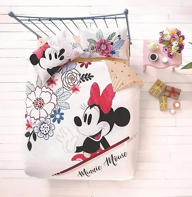 100% Cotton Minnie Mouse Bedding Duvet Cover Set With Fitted Sheet Girls Bedding • $149.90