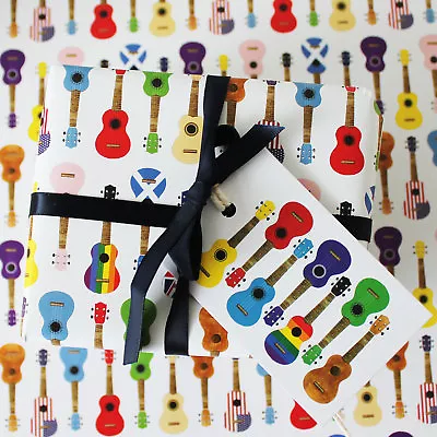 Multicoloured Ukulele Luxury Gift Wrap And Tags Music Musicians Wrapping Paper • £2.50