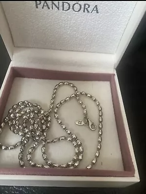Rare Retired Pandora 925 Silver Rice Ball Bead Chain Necklace 80cm Long With Box • £140