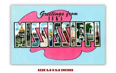 Greetings From Iuka Mississippi Old Postcard Magnet • $6.95