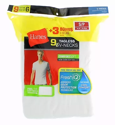 Hanes Men's Tagless T-Shirts V Neck ComfortSoft Odor Protection 9-Pack White • $29.99