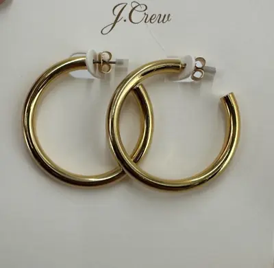 J. Crew Mini Tube Hoop Earrings In Matte Gold Style M0482 NEW With Dust Bag 1.5  • $24.95