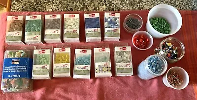 Glass Mosaic Supplies Lot Enameling Glass Supplies Tiles Crushed Stained • $55
