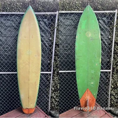 1970s Vintage DICK BREWER SURFBOARDS - 6'9 Single Fin - Chopped Off Tail • $799