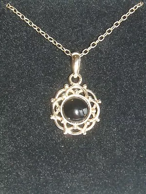 £95 • Buy 9ct Gold & Whitby Jet Celtic Pendant With 16  Trace Chain
