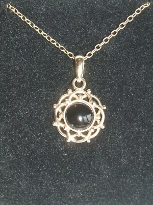 £95 • Buy 9ct Gold & Whitby Jet Celtic Pendant With 16  Trace Chain