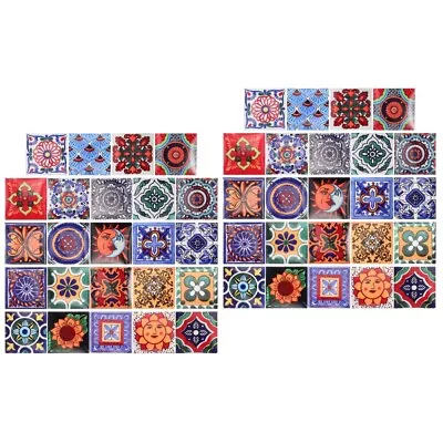  48 Sheets Wallpaper Floor Tiles Adhesive Kitchen Moroccan Stickers Waterproof • £13.73