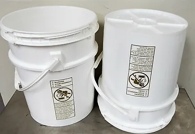 Set Of 2 Durable 5 Gallon 100 Mil SCREW TOP Pail Food Grade Buckets WITHOUT LIDS • $22.50
