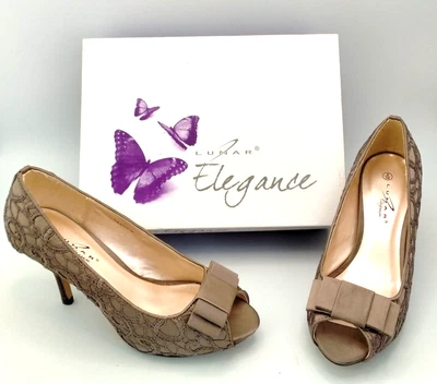 £12 • Buy Lunar Elegance Satin Peep Toe High Heels Wedding/Occasional Shoes Taupe UK 6