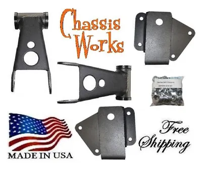 1963-1972 Chevy C10 GMC C1500 2.5 W Leafs 4  Drop Hangers Shackles Lowering Kit • $194.90