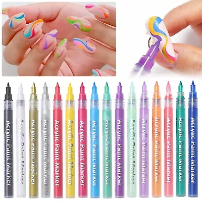 16 Color Pen Nail Nail Polish Quick Dry DIY Abstract Lines Pen Portable Nail Pen • $0.99