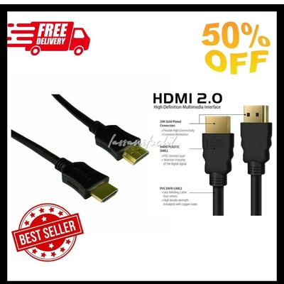 £1.03 • Buy HDMI Cable 5m Metre Long High Speed 2.0 HD 4K 3D ARC For PS3 PS4 XBOX ONE SKY TV