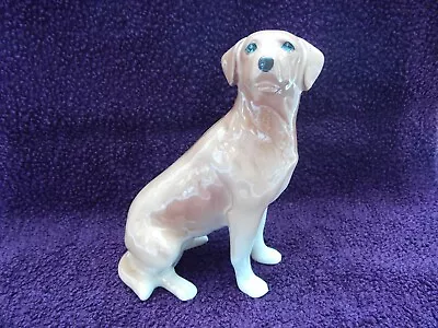 Vintage Melba Ware Pottery Sitting Golden Labrador Dog Figurine 7 1/4  Excellent • £12.99