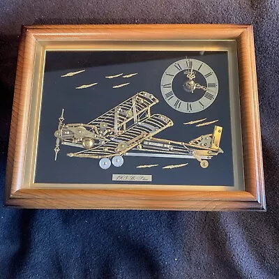 Linden Clock With 1903 Bi-Plane Made Of Watch Parts  Airplane Excellent Works • $34.17