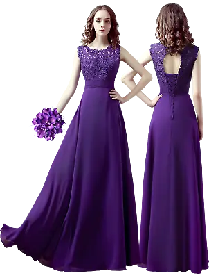 Women's Lace Long Formal Wedding Evening Ball Gown Party Prom Bridesmaid Dresses • £39.99