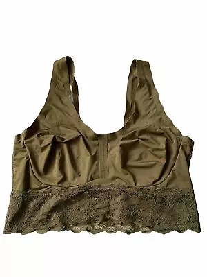 New Without Tags TU Bra Bralette Crop Top Bra Olive Green Size 12 Lace Lacy • £4.99
