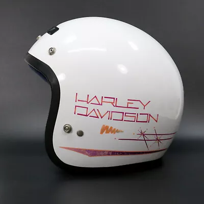 Vintage Harley-Davidson Open Face Motorcycle Helmet Medium 1990's Graphics HJC • $79.99
