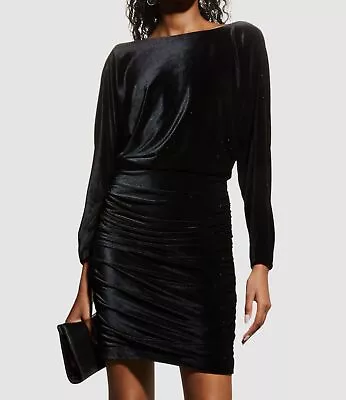 $245 Aidan By Aidan Mattox Womens Black Velvet Boat Neck Bodycon Dress Size US10 • $78.78