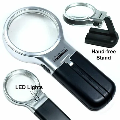 3X Illuminated Magnifier 3  Lighted Magnifying Glass LED Folding Stand • $6.99